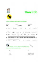 English worksheet: Health