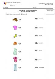 English worksheet: clothe test