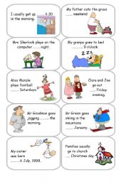 English Worksheet: Prepositions of time - in / on / at - Cards 1