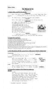 The Wizard of Oz- Video Class- Worksheet 3.