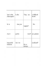 Bingo/Matching game for the verb to be