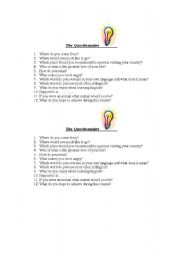 English Worksheet: The Questionnaire