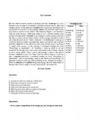 English worksheet: My vacations