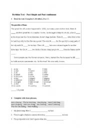 English Worksheet: Past Simple and Past Continuous Elementary test