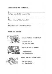 English Worksheet: Unscrambled sentences