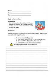 English Worksheet: A trip through time!