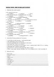 English worksheet: Modals and vocabulary