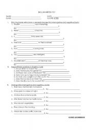 English worksheet: english written test simple present