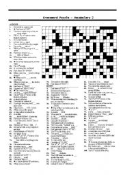 Crossword Puzzle  Vocabulary 