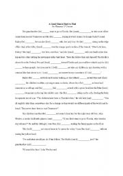 English worksheet: A Good Man is Hard to Find verb practice