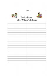 English Worksheet: Book Checkout Form