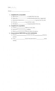 English Worksheet: COMPARATIVES AND SUPERLATIVES