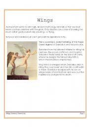 English Worksheet: Wings (Greek mythology about Daedalus and Icarus)