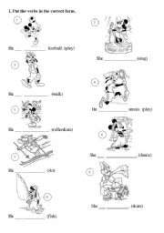English Worksheet: Present Continuous with Disney characters - part 1
