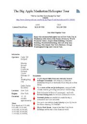 English Worksheet: The Big Apple Helicopter Tour - New York reading