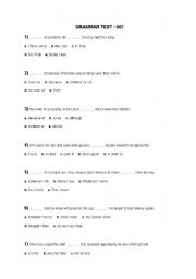 English worksheet: Grammar test 07   with answer keys