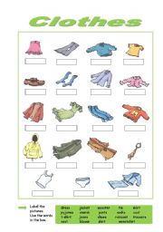 Clothes - ESL worksheet by prof.inglês