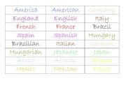 English worksheet: Nations & Nationalities Memory