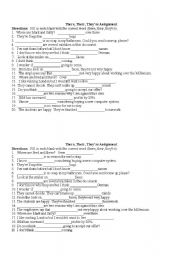 English worksheet: Theyre, Their, There Assessment - 2 to a page