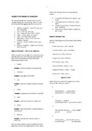 English Worksheet: adjective order in English