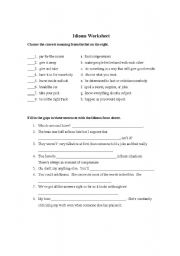 English Worksheet: Idioms Worksheet