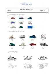 English Worksheet: Transports - Revison worksheet