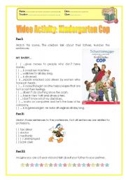 English Worksheet: Professions - The Kindergarten Cop (Movie Activity)