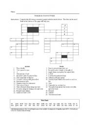 Homophone Crossword Puzzle ESL worksheet by bcarolyn interlink net ve