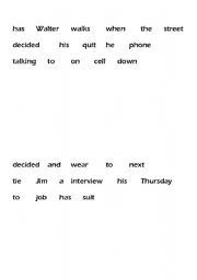 English worksheet: Scrambled Sentances