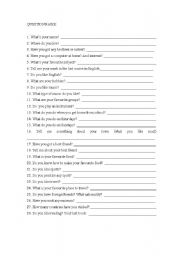 English Worksheet: Questionaire to know students