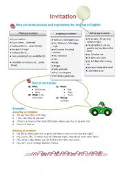 Invitations: Extending, Accepting and Refusing - ESL worksheet by hazzard