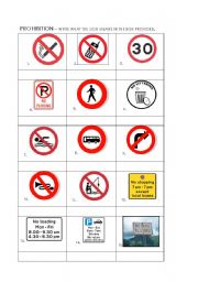 Prohibition - signs activity (with TL and context provided)