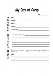 English Worksheet: communication home to camp