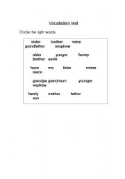 English Worksheet: Vocabulary