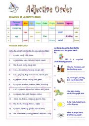 Adjective Order - ESL worksheet by mimika
