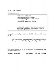 English worksheet: ACTIVE AND PASSIVE