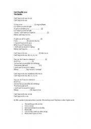 English worksheet: SONG - CANT BUY ME LOVE 