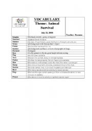 English Worksheet: Vocab list