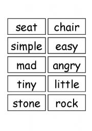 English Worksheet: synonymflash cards