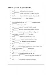 English Worksheet: Complete with a modal verb