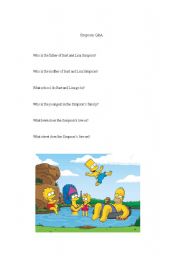 English Worksheet: The Simpsons Family Questions