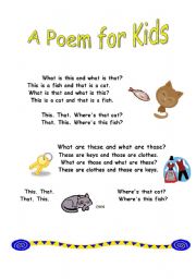 English Worksheet: Poem for kids