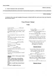 English Worksheet: Your Every Colour - Train