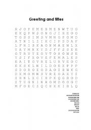 English worksheet: Greetings and titles puzzle
