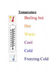 Temperature Vocabulary Sheet for Molecular Motion Lesson