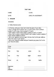 English worksheet: English test