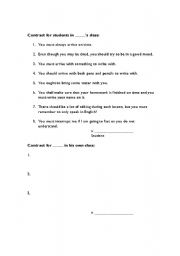 English Worksheet: Contract for Students and Teacher - activity for Modals