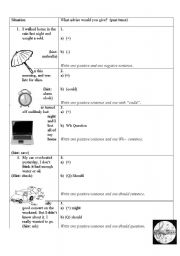 English Worksheet: Advisability in the past