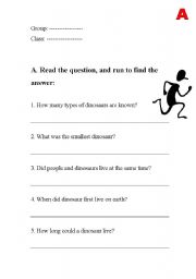 English Worksheet: All about Dinosaurs