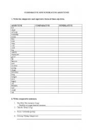 English worksheet: Comparatives and superlatives of adjectives